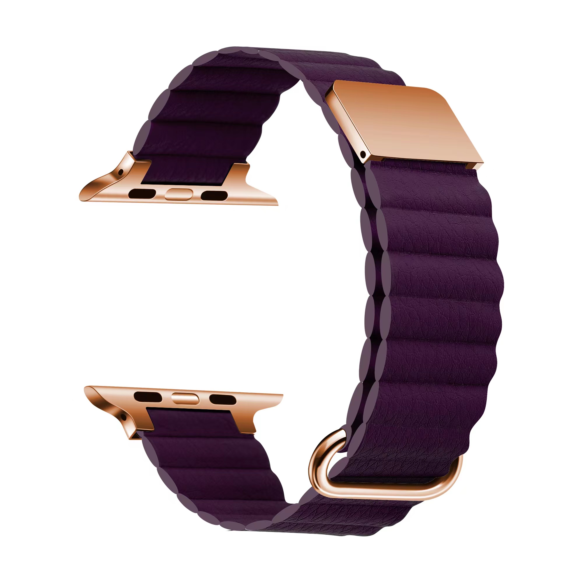 ​​​Apple Watch Ultra 49mm KRD-78 PU Deri Kordon Strap Kayış - Mürdüm