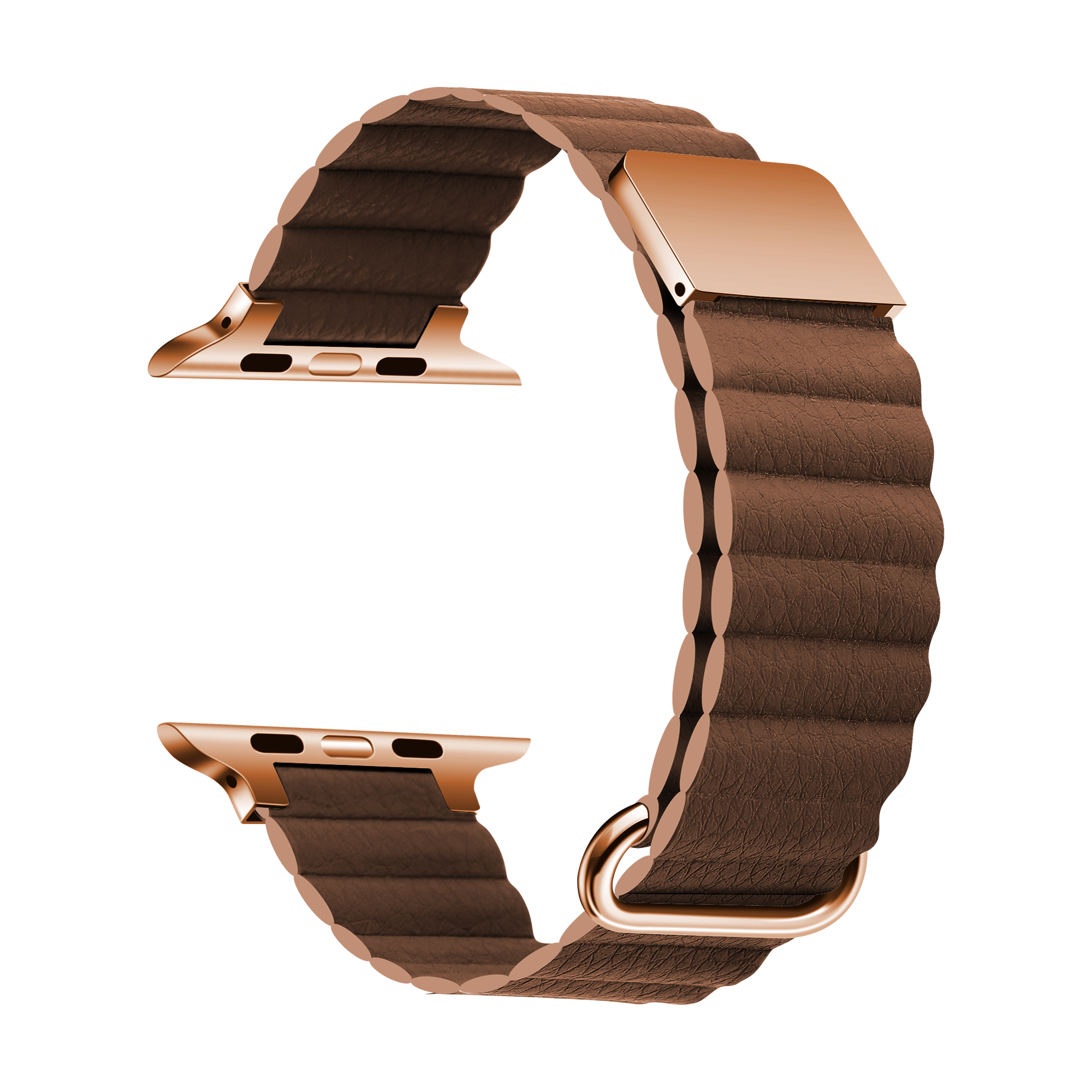 ​​​Apple Watch Ultra 49mm KRD-78 PU Deri Kordon Strap Kayış - Kahverengi
