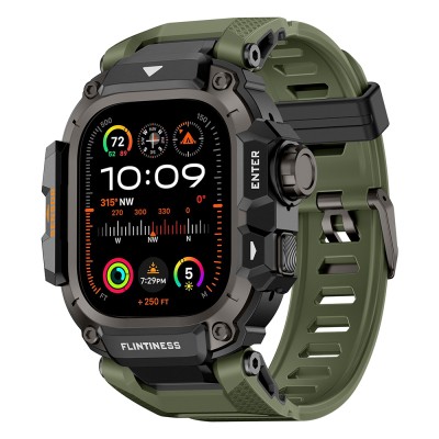 Apple Watch Ultra 49mm Mohseven iWatch Punk Fortress Series Silicone Strap with Case Protector - 4