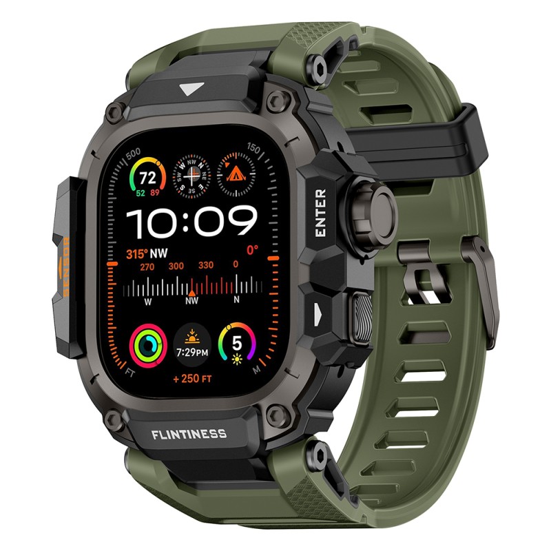 Apple Watch Ultra 49mm Mohseven iWatch Punk Fortress Series Silicone Strap with Case Protector - 4