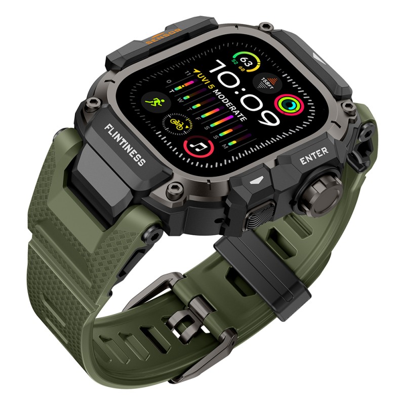 Apple Watch Ultra 49mm Mohseven iWatch Punk Fortress Series Silicone Strap with Case Protector - 5