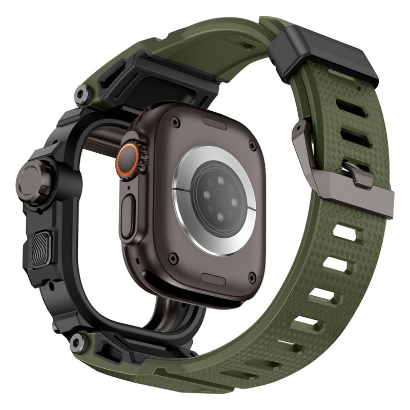 Apple Watch Ultra 49mm Mohseven iWatch Punk Fortress Series Silicone Strap with Case Protector - 19