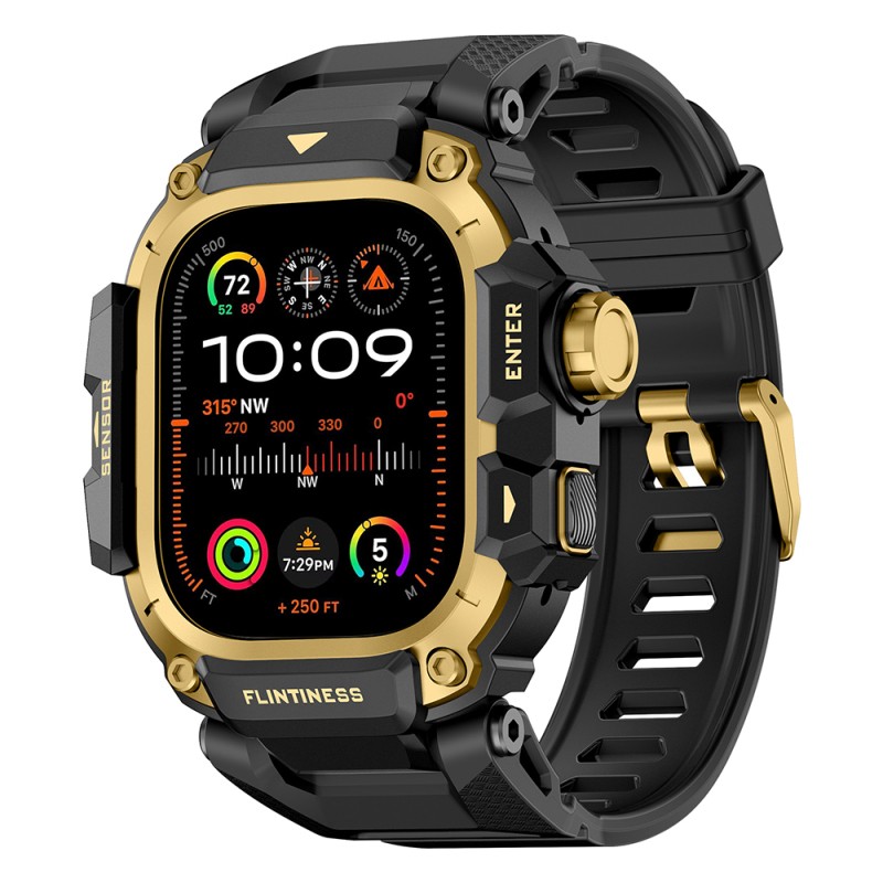Apple Watch Ultra 49mm Mohseven iWatch Punk Fortress Series Silicone Strap with Case Protector - 3