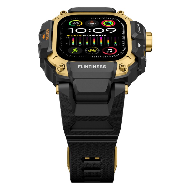 Apple Watch Ultra 49mm Mohseven iWatch Punk Fortress Series Silicone Strap with Case Protector - 12