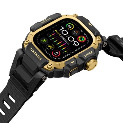 Apple Watch Ultra 49mm Mohseven iWatch Punk Fortress Series Silicone Strap with Case Protector - 15