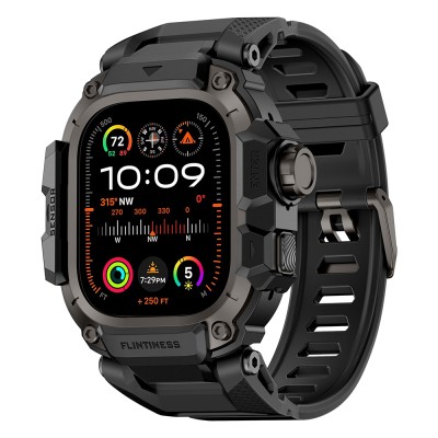 Apple Watch Ultra 49mm Mohseven iWatch Punk Fortress Series Silicone Strap with Case Protector - 2