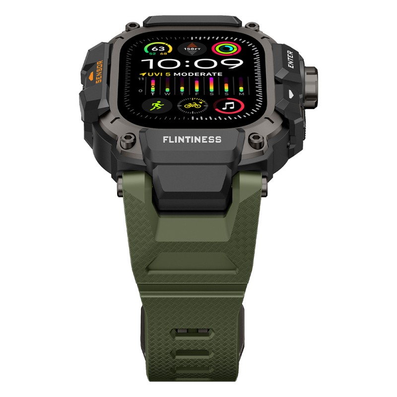 Apple Watch Ultra 49mm Mohseven iWatch Punk Fortress Serisi Kasa Koruyuculu Silikon Kordon - 9