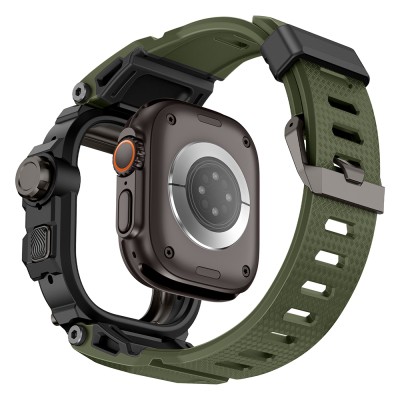 Apple Watch Ultra 49mm Mohseven iWatch Punk Fortress Serisi Kasa Koruyuculu Silikon Kordon - 19