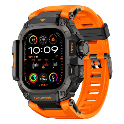 Apple Watch Ultra 49mm Mohseven iWatch Punk Fortress Serisi Kasa Koruyuculu Silikon Kordon - Mohseven