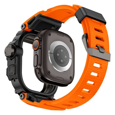 Apple Watch Ultra 49mm Mohseven iWatch Punk Fortress Serisi Kasa Koruyuculu Silikon Kordon - 18