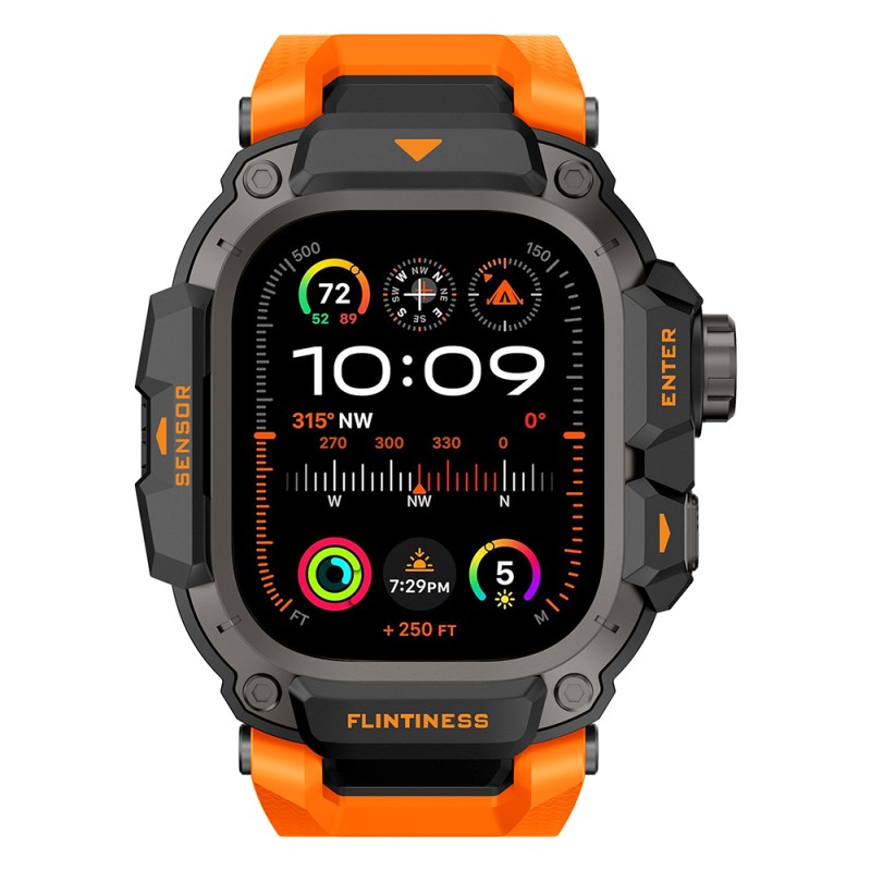 Apple Watch Ultra 49mm Mohseven iWatch Punk Fortress Serisi Kasa Koruyuculu Silikon Kordon - 22