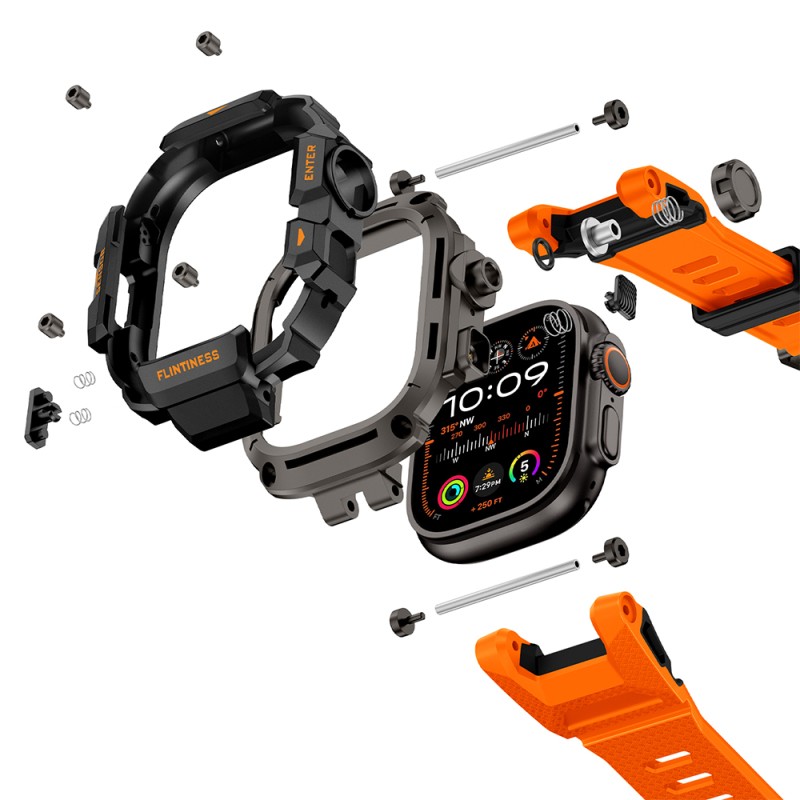 Apple Watch Ultra 49mm Mohseven iWatch Punk Fortress Serisi Kasa Koruyuculu Silikon Kordon - 25