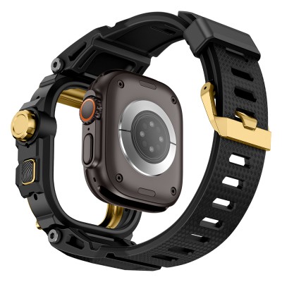 Apple Watch Ultra 49mm Mohseven iWatch Punk Fortress Serisi Kasa Koruyuculu Silikon Kordon - 17