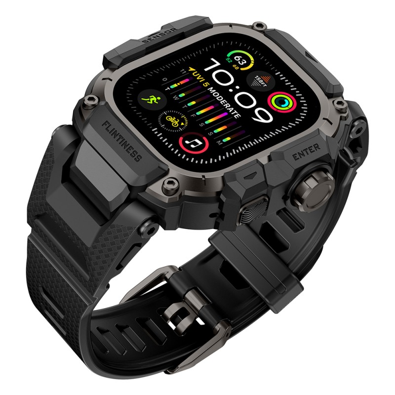 Apple Watch Ultra 49mm Mohseven iWatch Punk Fortress Serisi Kasa Koruyuculu Silikon Kordon - 7