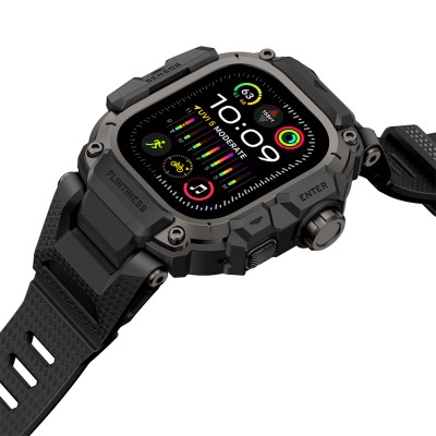 Apple Watch Ultra 49mm Mohseven iWatch Punk Fortress Serisi Kasa Koruyuculu Silikon Kordon - 14