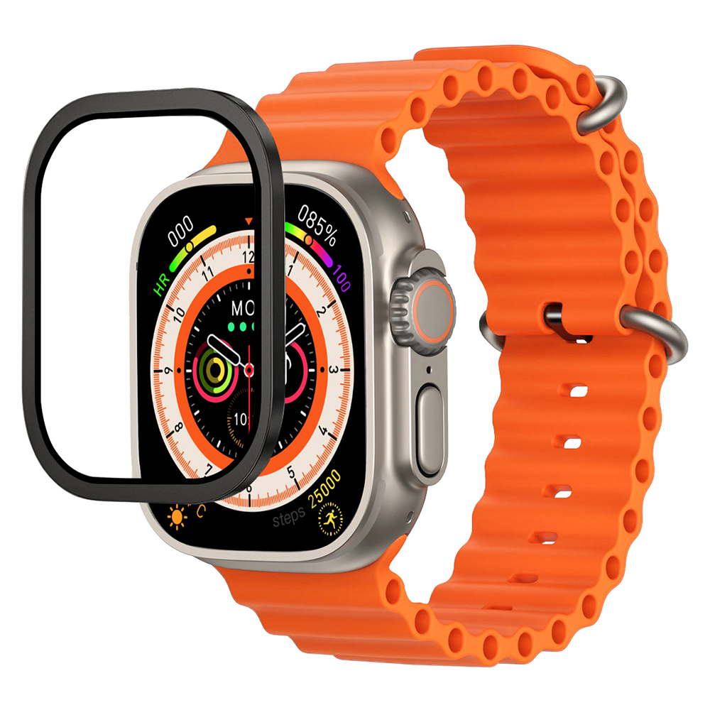 Apple Watch Ultra 49mm Mohseven iWatch Serisi Safir Akıllı Saat Temperli Cam Ekran Koruyucu - Siyah