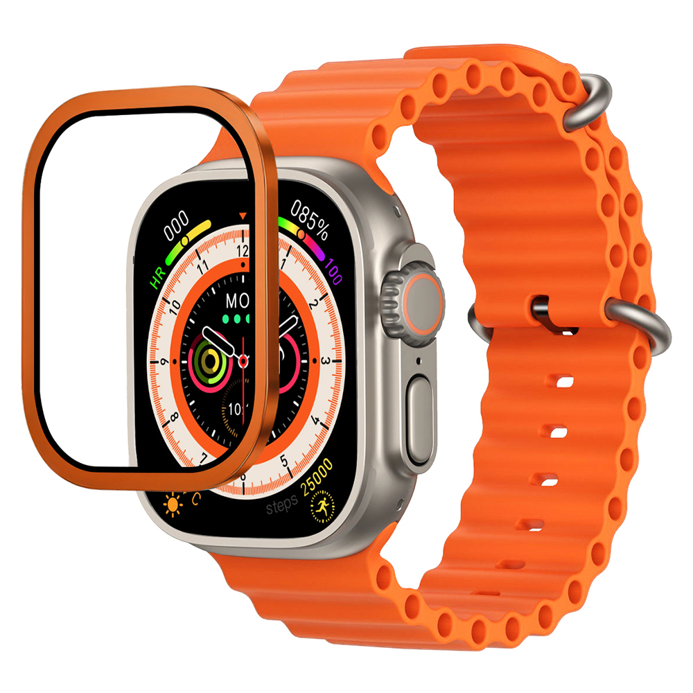 Apple Watch Ultra 49mm Mohseven iWatch Serisi Safir Akıllı Saat Temperli Cam Ekran Koruyucu - Turuncu