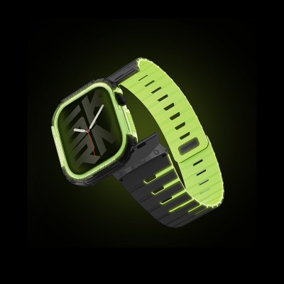 Apple Watch Ultra 49mm Skinarma Nightglow Atom TPU Kasa Koruyucu + Gemini Silikon Kordon - 5