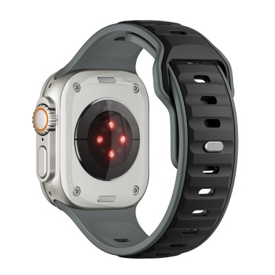 Apple Watch Ultra 49mm Zore KRD-135 Silicone Band Strap Strap Gri-Siyah