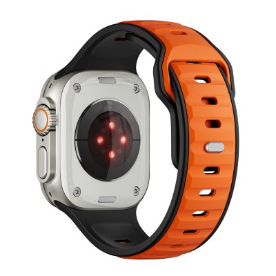 Apple Watch Ultra 49mm Zore KRD-135 Silicone Band Strap Strap Siyah-Turuncu
