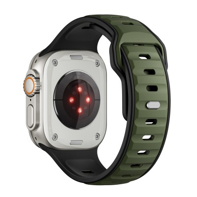 Apple Watch Ultra 49mm Zore KRD-135 Silicone Band Strap Strap Koyu Yeşil-Siyah