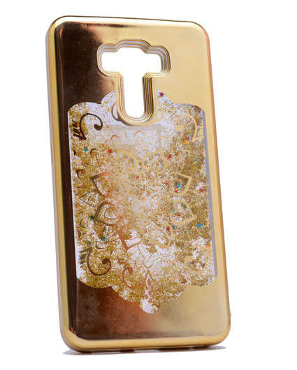 Asus Zenfone 3 Laser ZC551KL Kılıf Zore Lazer Çiçekli Sıvılı Silikon - Gold