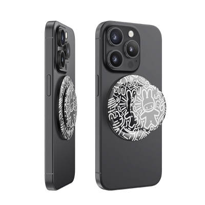 Benks Black and White Bunny Design Magnetic Pop Socket Stand - Benks