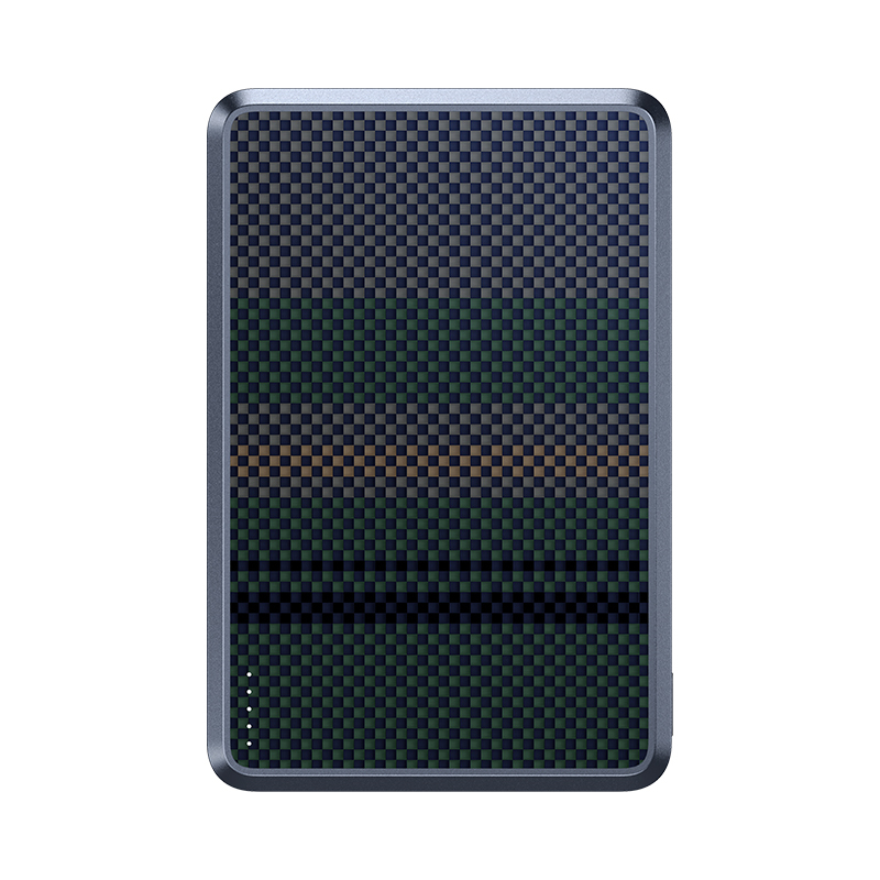 Benks MP15 ArmorGo M-safe Şarj Özellikli Ultra İnce Aurora Serisi Aramid Fiber Powerbank 15W 5000mAh - Siyah-Yeşil