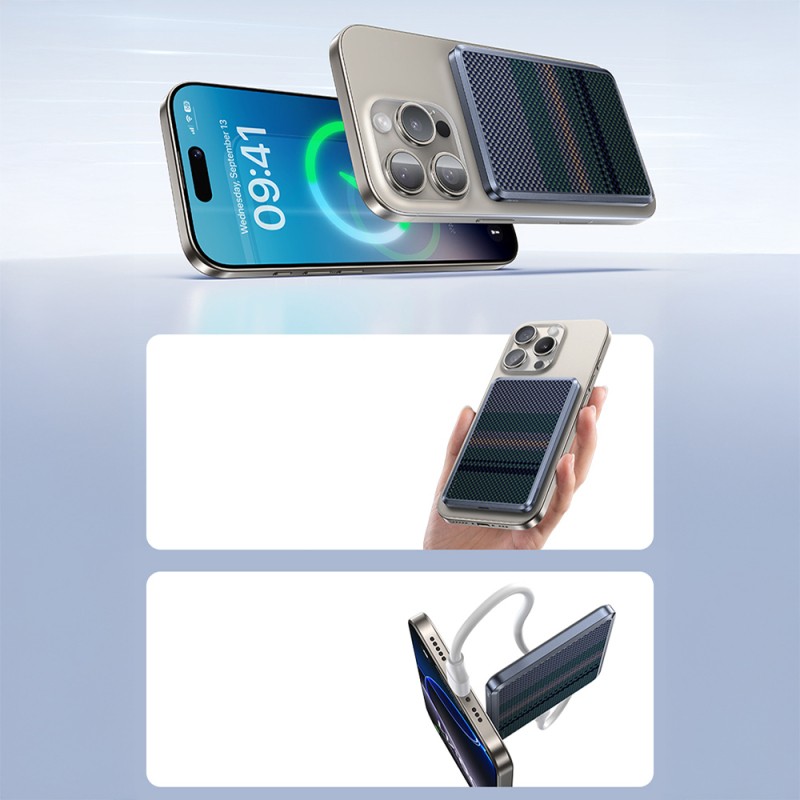 Benks MP16 ArmorGo M-safe Şarj Özellikli Ultra İnce Aurora Serisi Aramid Fiber Powerbank 15W 10000mAh - 8