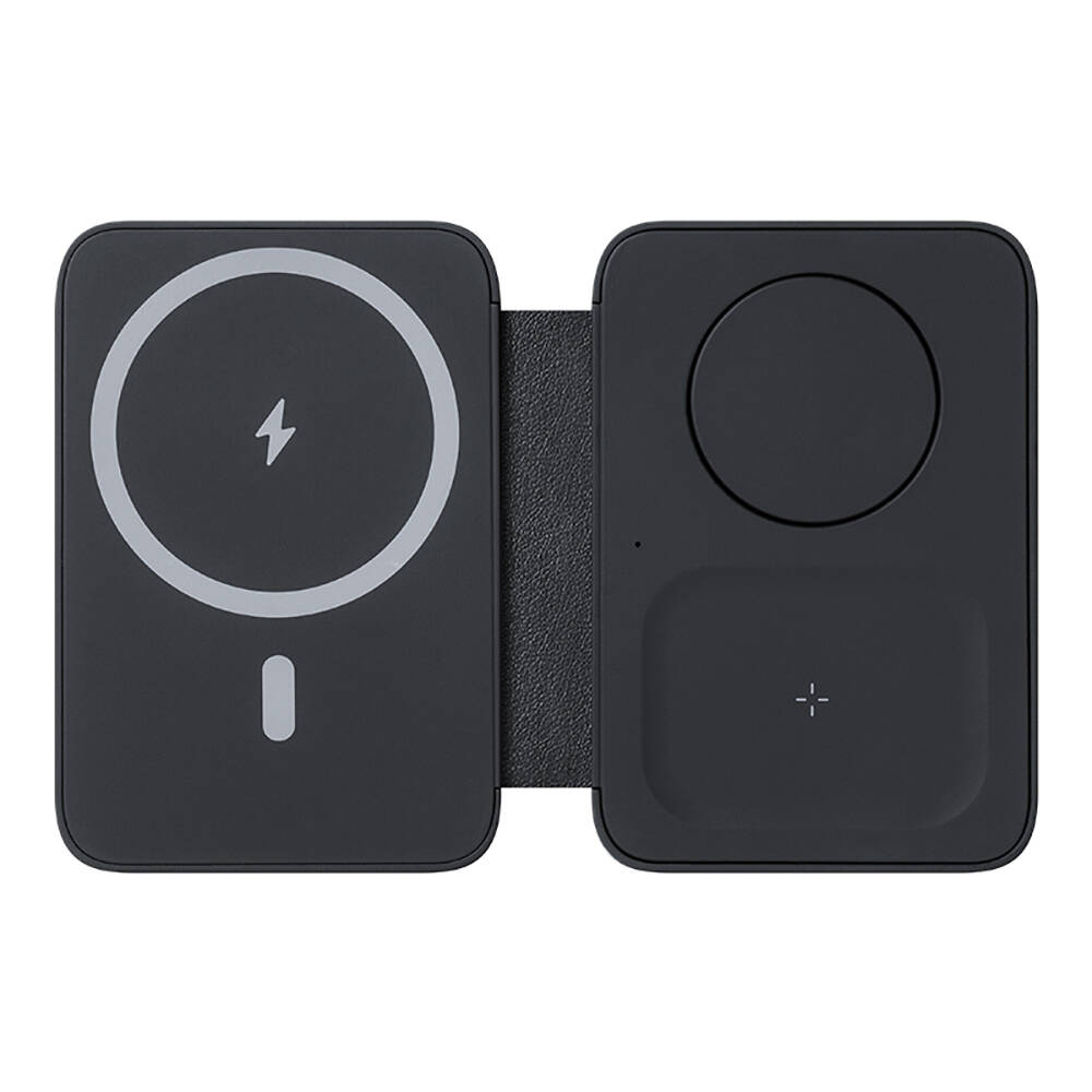 Benks W12-01 Telefon&Akıllı Saat&Kulaklık İçin 15W 3in1 Katlanabilir Magnetik Kablosuz Şarj Standı - Siyah