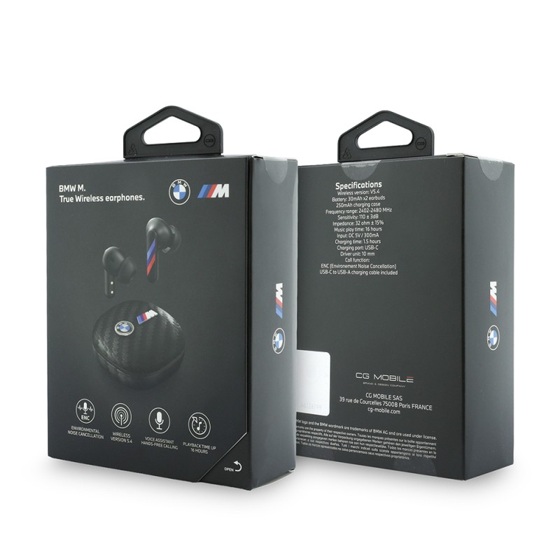 BMW Original Licensed ENC Technology PU Carbon Design In-Ear TWS Bluetooth Headphones M Edition with Metal Logo v5.4 - 6