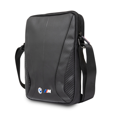 BMW Original Licensed Metal Logo Zippered Crossbody Tablet Bag - BMW