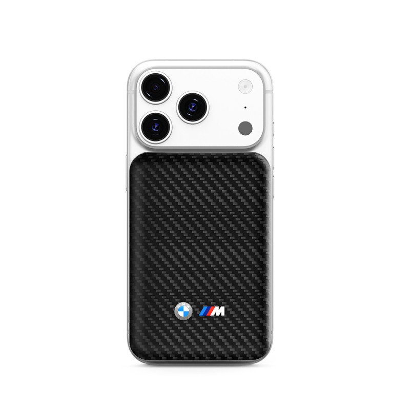 BMW Orjinal Lisanslı PU Karbon Tasarımlı Led Işık Göstergeli Magnetik Powerbank 5000mAh - 2