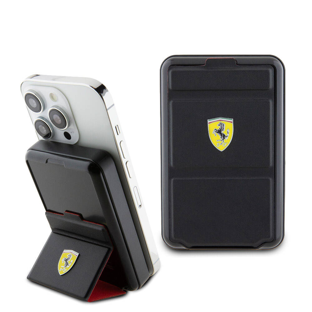 Ferrari 973WP Orjinal Lisanslı M-safe Şarj Özellikli Standlı Metal Logolu Powerbank 10.000mAh - Siyah