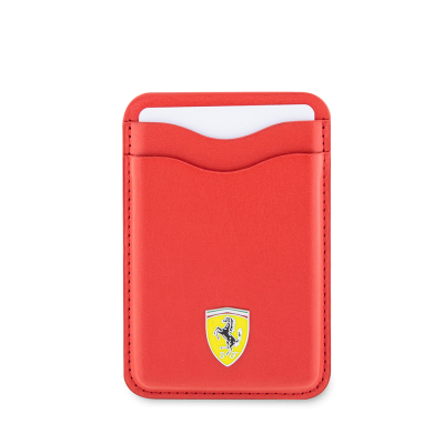 Ferrari Orjinal Lisanslı Magnetik Metal Logolu PU Deri Kartlık - Ferrari
