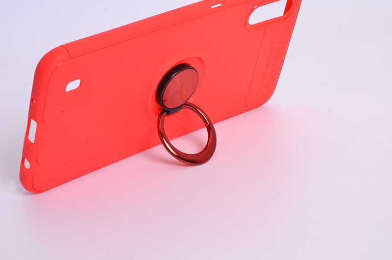 Samsung A01 Yüzüklü Standlı Silikon Kılıf (Soft Tasarım) Kırmızı