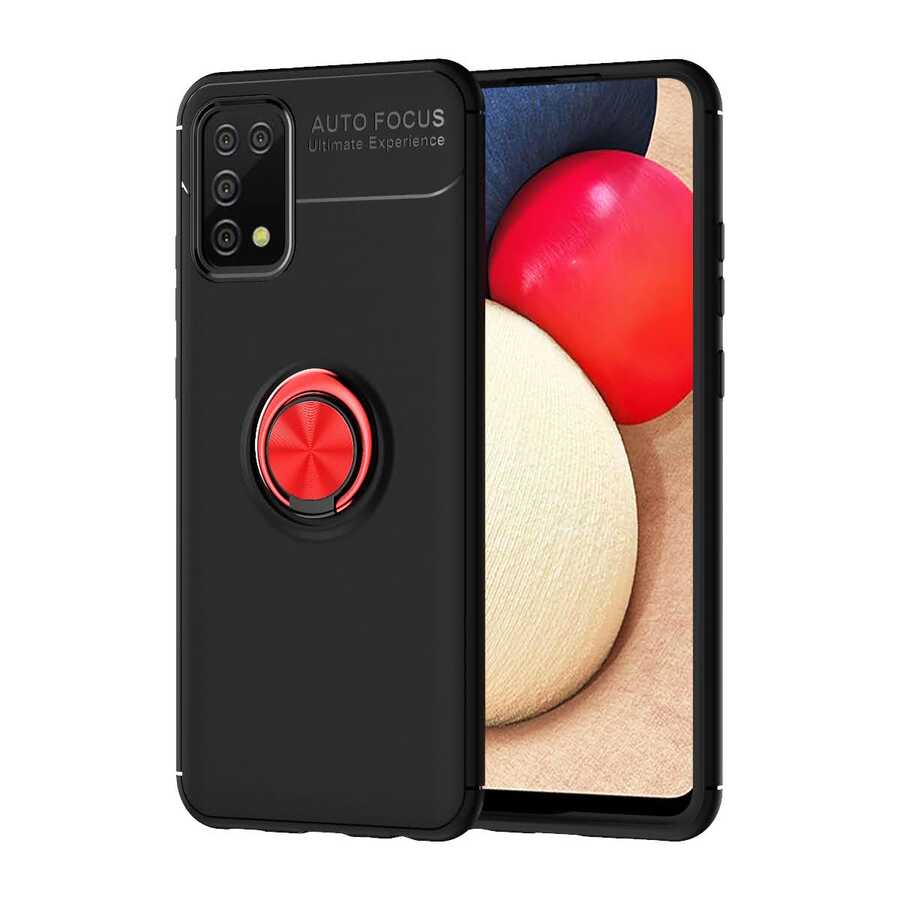 Galaxy A02S Kılıf Zore Ravel Silikon Kapak - Siyah-Kırmızı