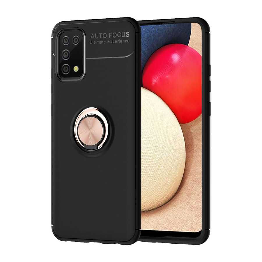 Galaxy A02S Kılıf Zore Ravel Silikon Kapak - Siyah-Rose Gold