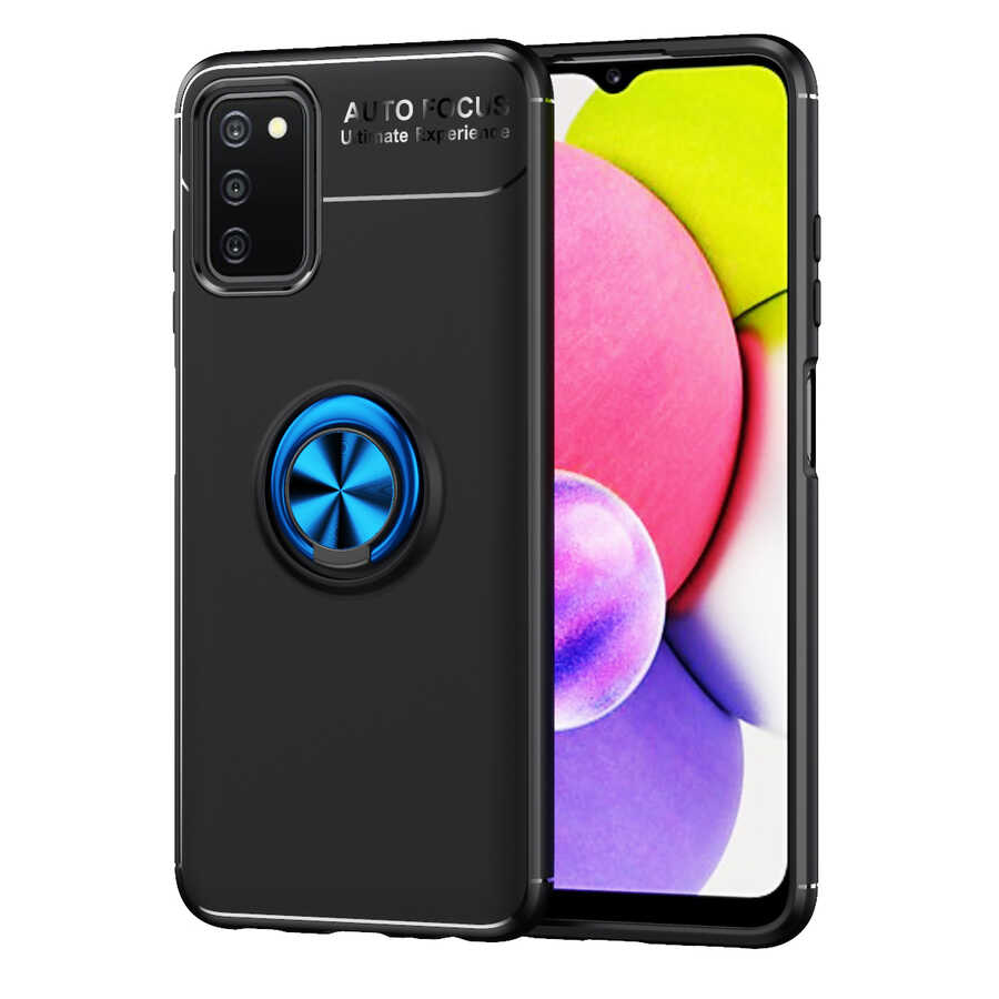 Galaxy A03s Kılıf Zore Ravel Silikon Kapak - Siyah-Mavi