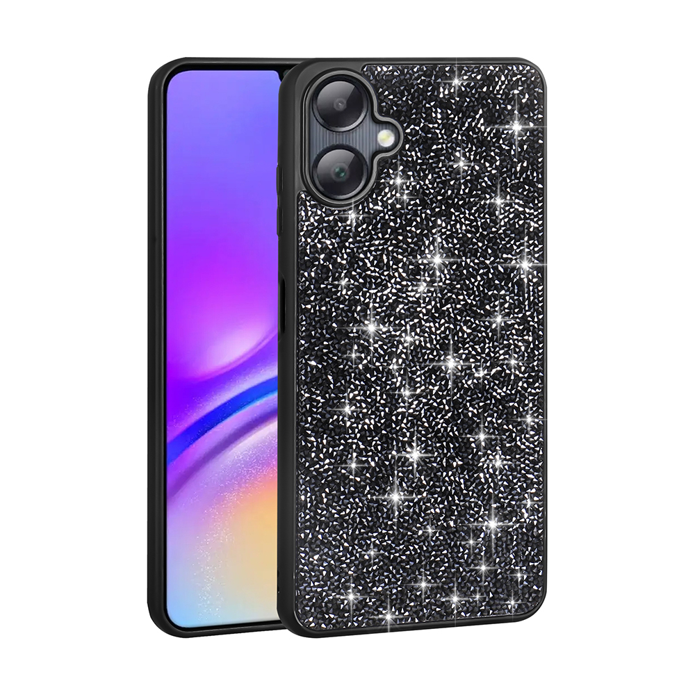 Galaxy A06 Kılıf Parlak Taşlı Tasarım NXXA Pırlanta Kapak - Siyah