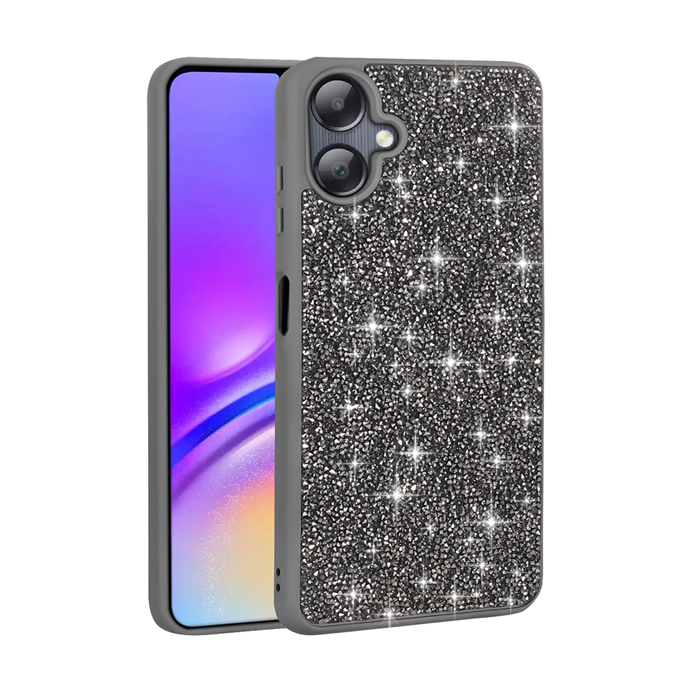 Galaxy A06 Kılıf Parlak Taşlı Tasarım NXXA Pırlanta Kapak - Gri