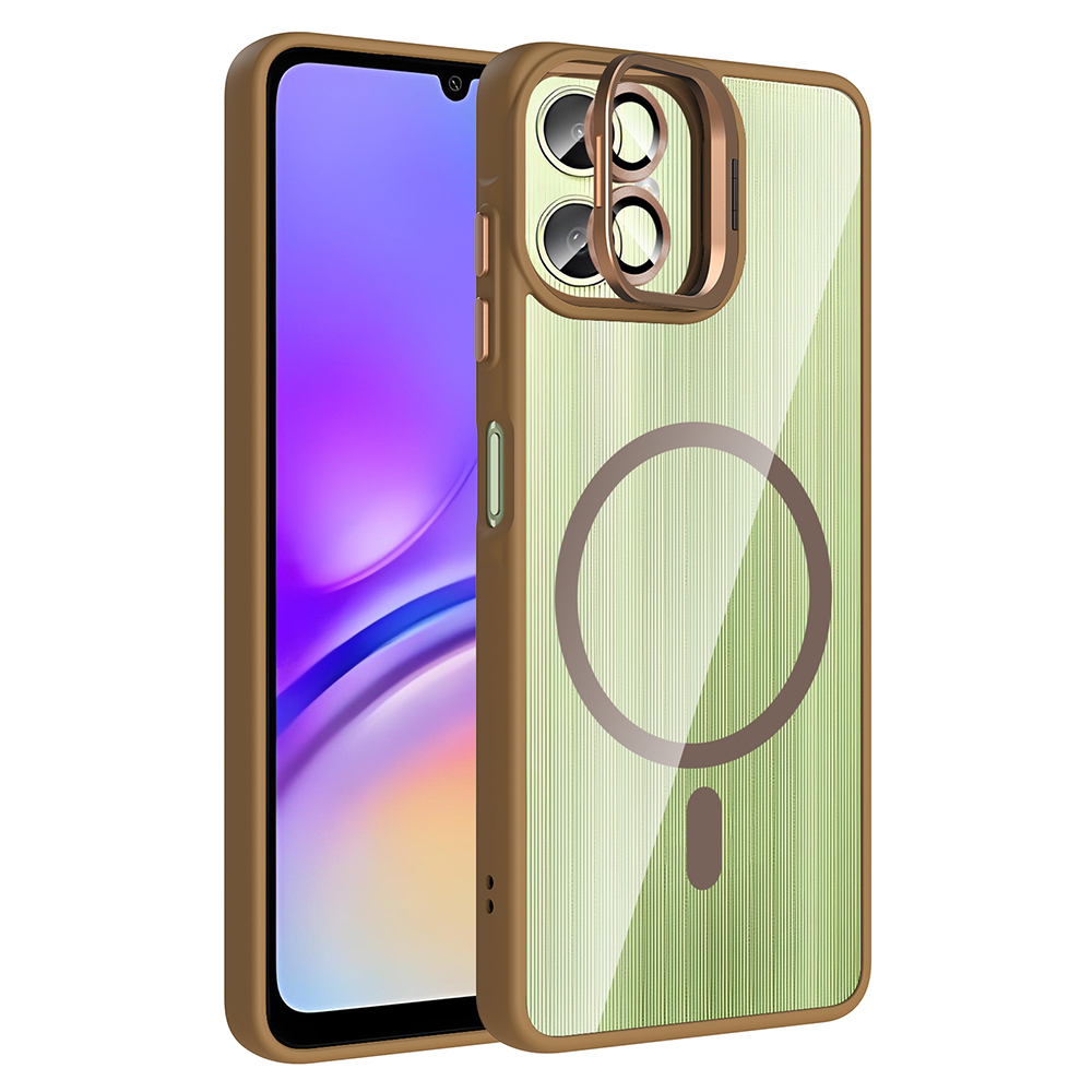 Galaxy A06 Kılıf Standlı ve Kamera Lens Hediyeli M-Safe Şarj Özellikli NXXA Etro Kapak - Desert Tita