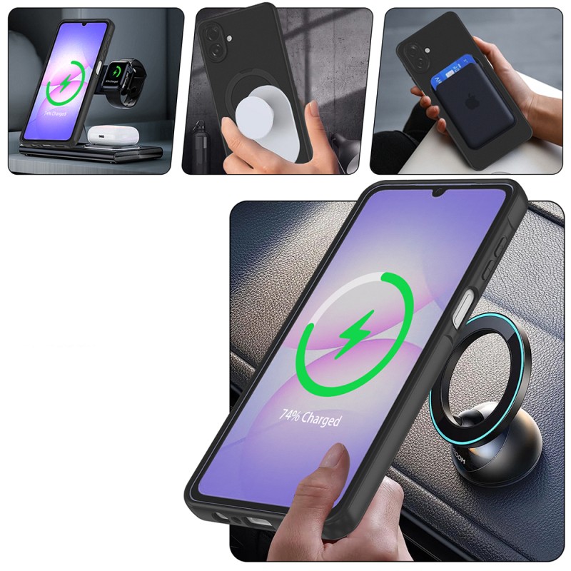Galaxy A07 Kılıf M-safe Şarj Özellikli Standlı Zore Samara Kapak - 9