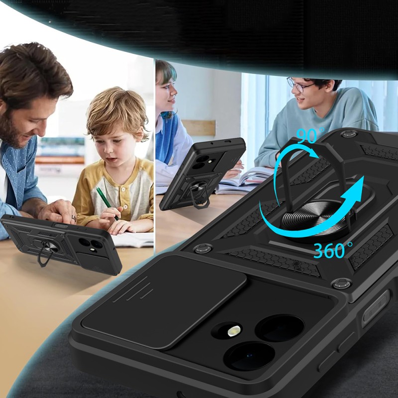 Galaxy A07 Kılıf Magnetik Standlı Kamera Korumalı Zore Sürgülü Vega Kapak - 11