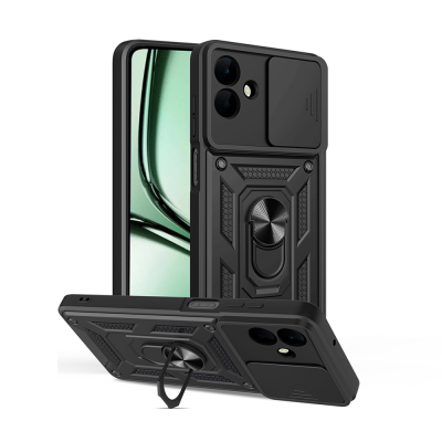 Galaxy A07 Kılıf Magnetik Standlı Kamera Korumalı Zore Sürgülü Vega Kapak - Zore