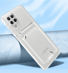 Galaxy A12 Kılıf Kartlıklı Şeffaf Zore Setra Clear Silikon Kapak - Thumbnail