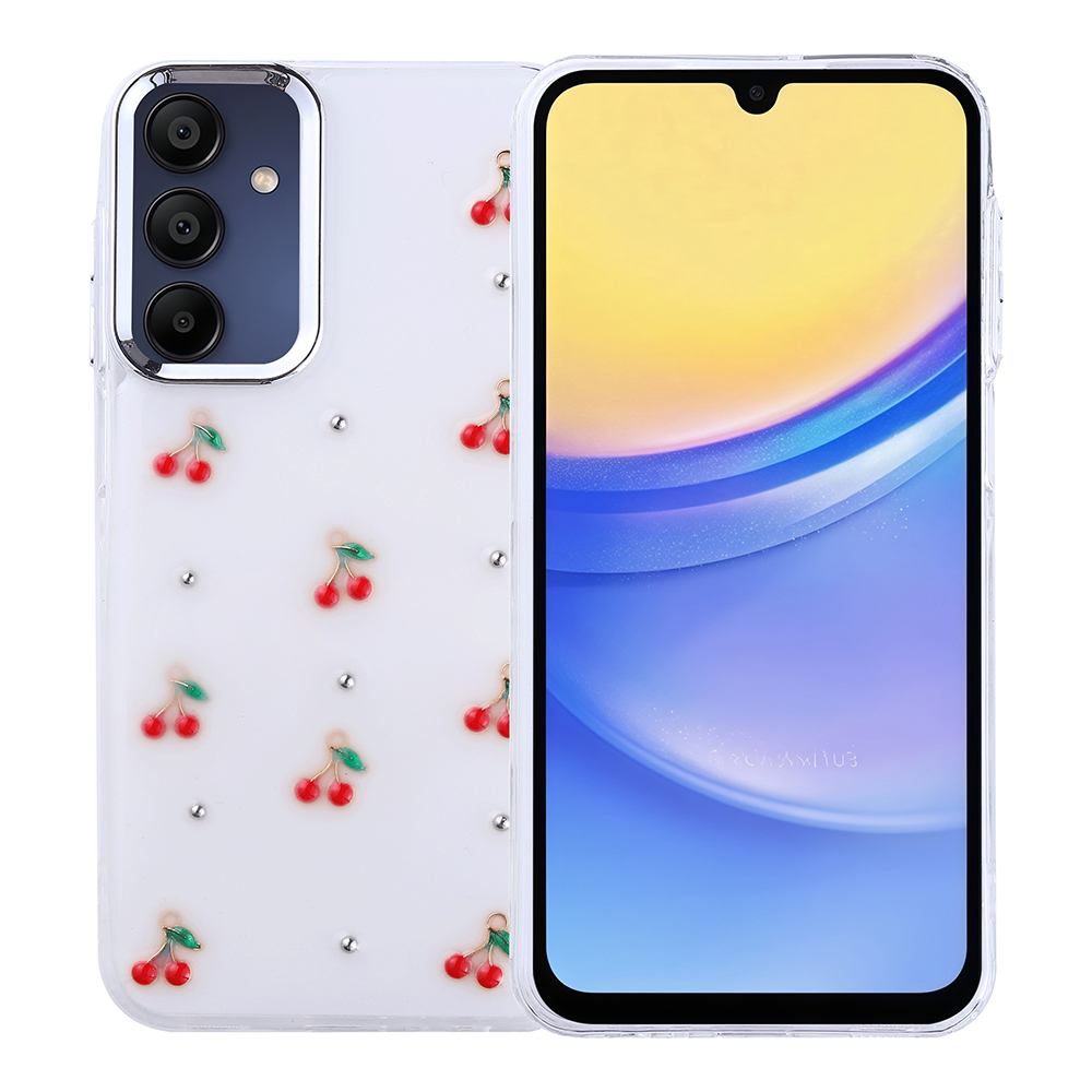 Galaxy A15 Kılıf Airbag Tasarımlı Simli Şeffaf NXXA Kutup Kapak - Kiraz