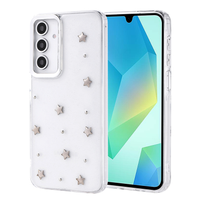 Galaxy A16 Kılıf Airbag Tasarımlı Simli Şeffaf Zore Kutup Kapak - Zore