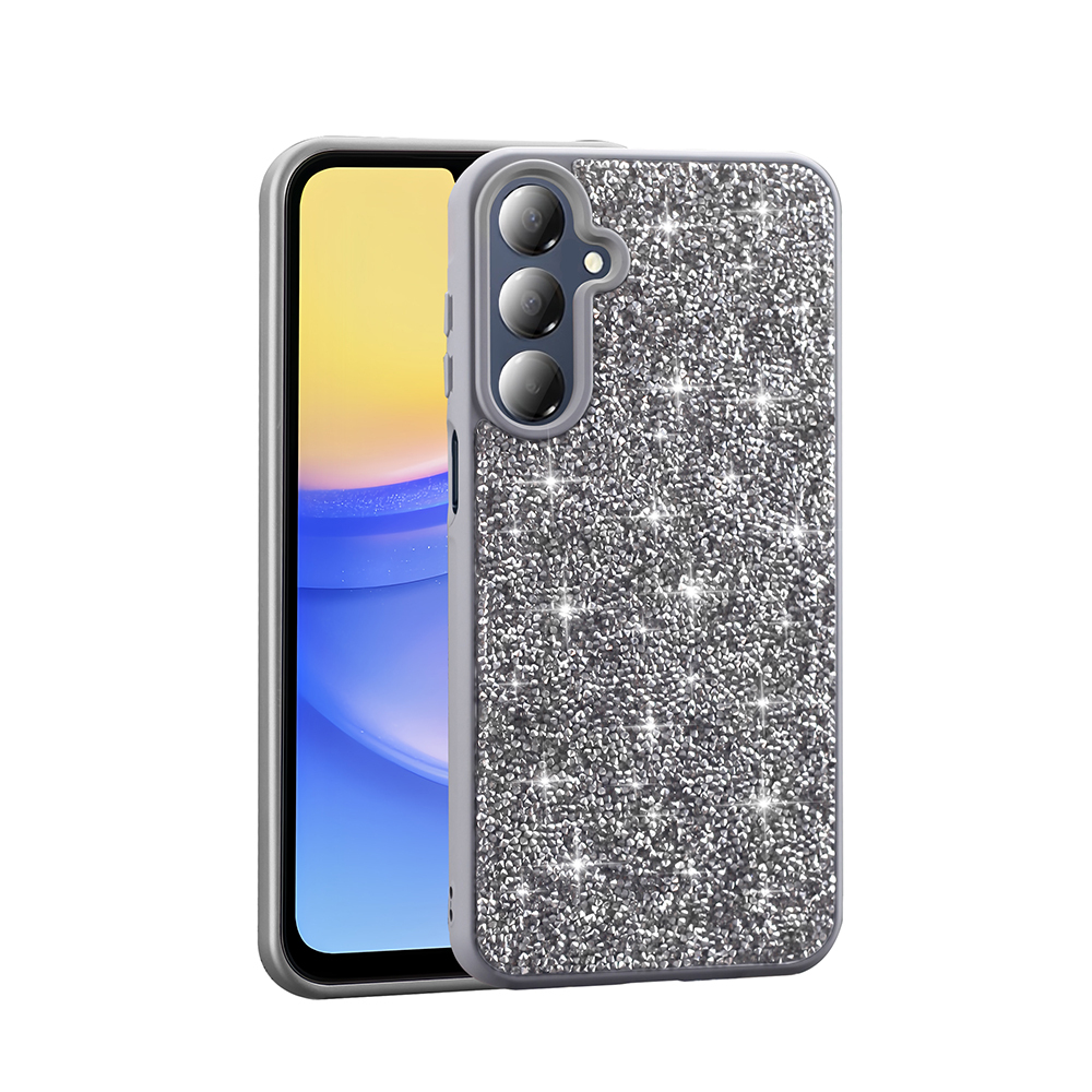 Galaxy A16 Kılıf Parlak Taşlı Tasarım NXXA Pırlanta Kapak - Gri