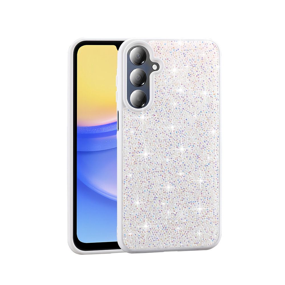 Galaxy A16 Kılıf Parlak Taşlı Tasarım NXXA Pırlanta Kapak - Beyaz